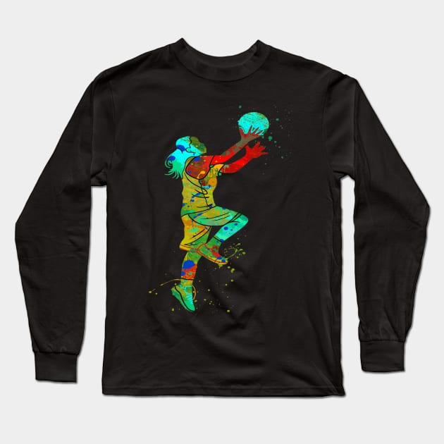 RETRO GIRL BASKETBALL PLAYER Long Sleeve T-Shirt by sailorsam1805